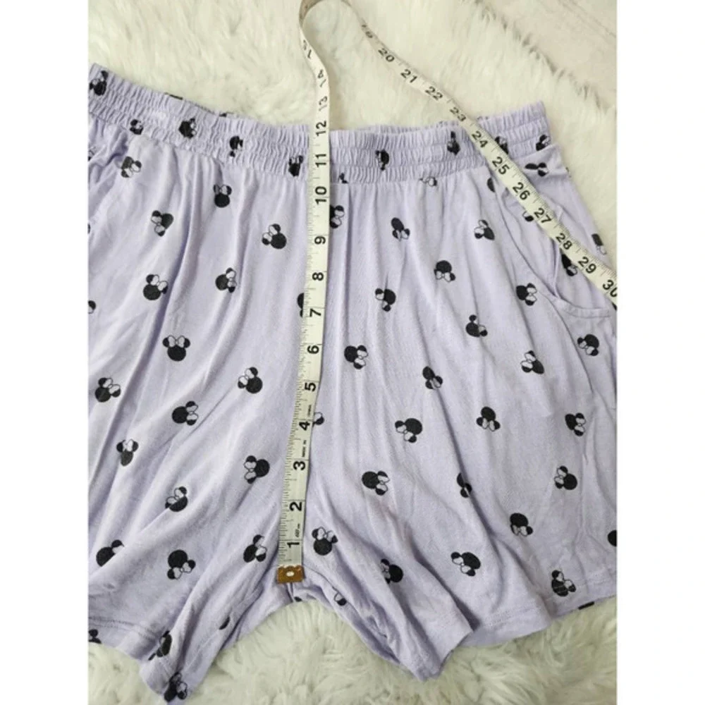 Disney Womens Sleep‎ Shorts Lilac Minnie Mouse Print Elastic Waist Pockets M - Picture 4 of 6